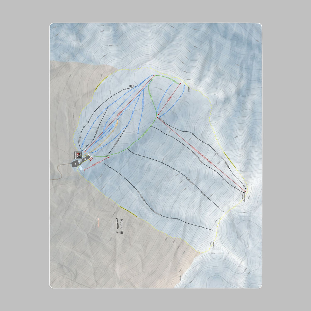 Roundhill, New Zealand Ski Resort Map Printed Beach Towel