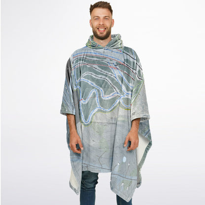 Catamount, New York Ski Resort Map Flannel Blanket Poncho