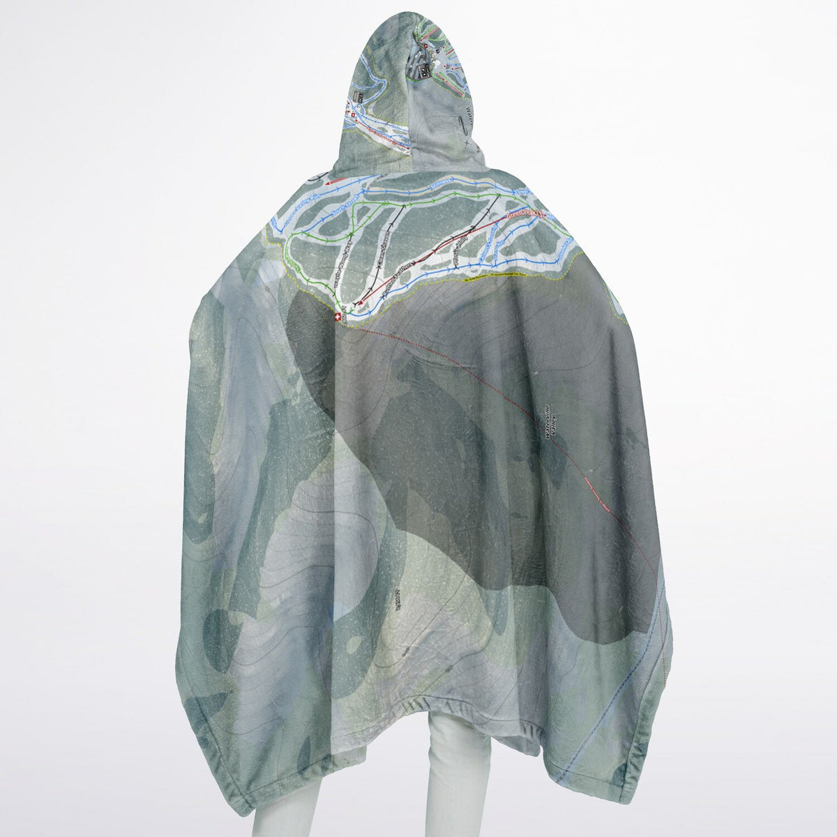 Waterville Valley, New Hampshire Ski Resort Map Flannel Blanket Poncho