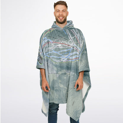 Waterville Valley, New Hampshire Ski Resort Map Flannel Blanket Poncho