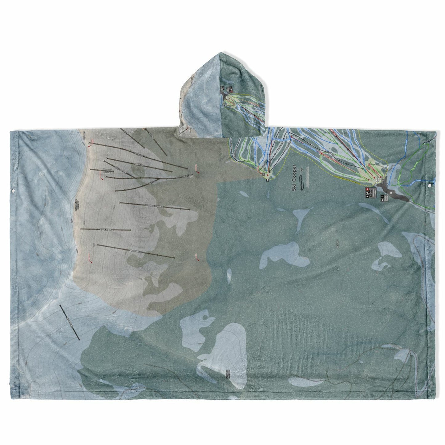 Ski Cooper, Colorado Ski Resort Map Flannel Blanket Poncho