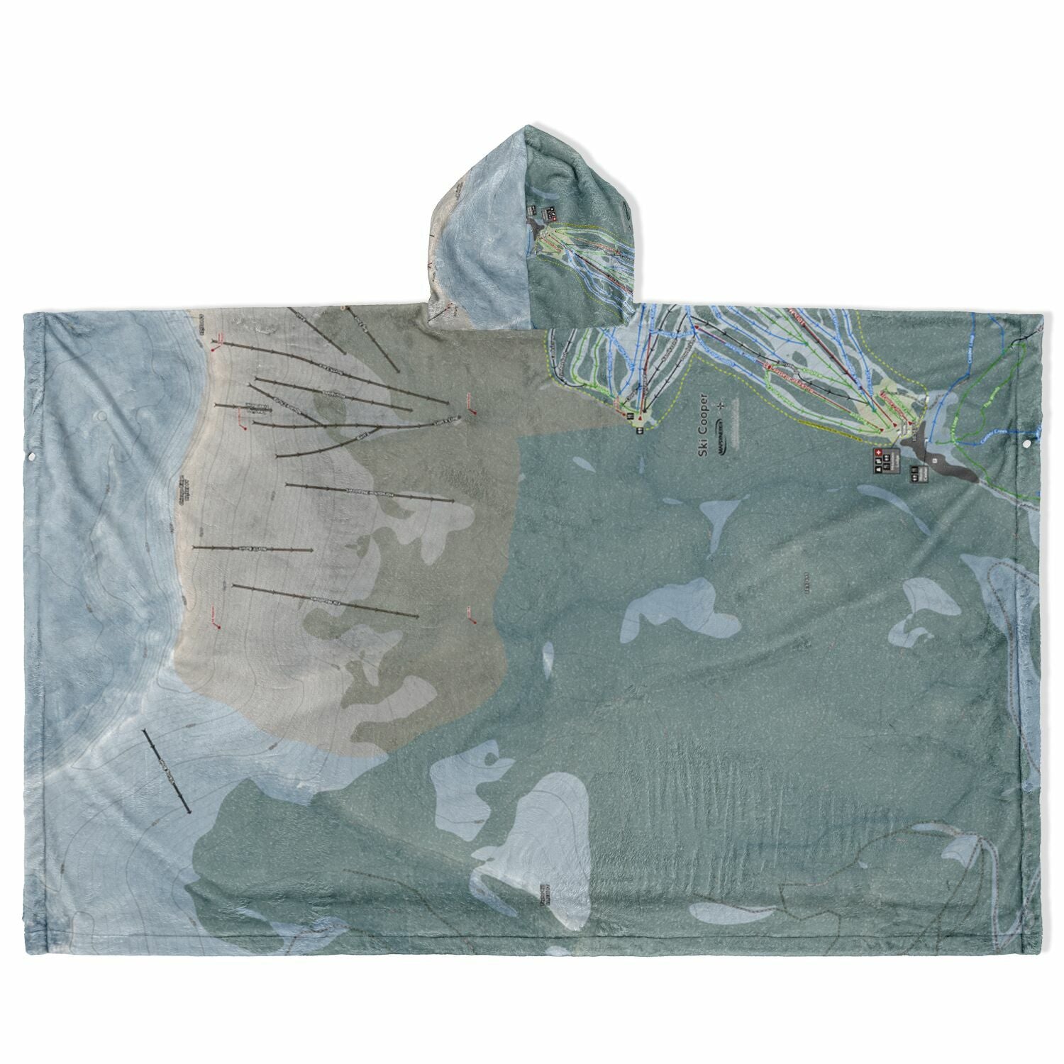 Ski Cooper, Colorado Ski Resort Map Flannel Blanket Poncho
