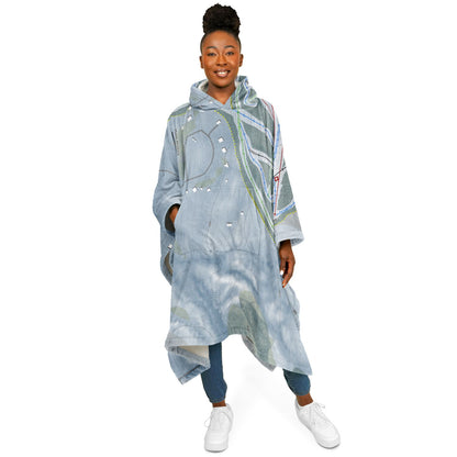 Hunt Hollow, New York Ski Resort Map Flannel Blanket Poncho