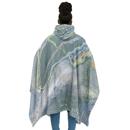Ski Butternut, Massachusetts Ski Resort Map Flannel Blanket Poncho