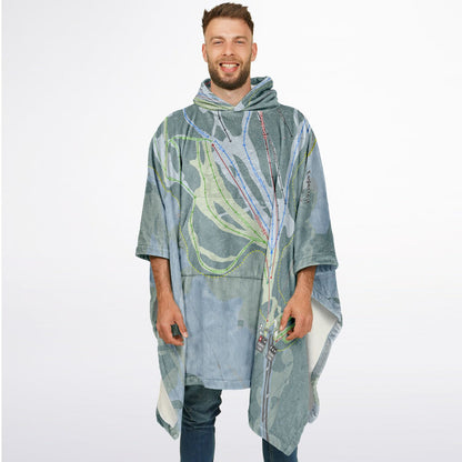 Eaglecrest, Alaska Ski Resort Map Flannel Blanket Poncho