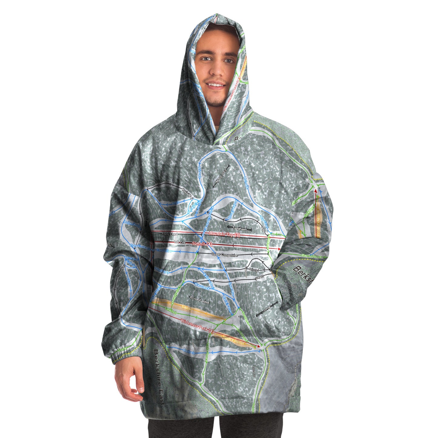 Berkshire East, Massachusetts Ski Trail Map - Snug Hoodie