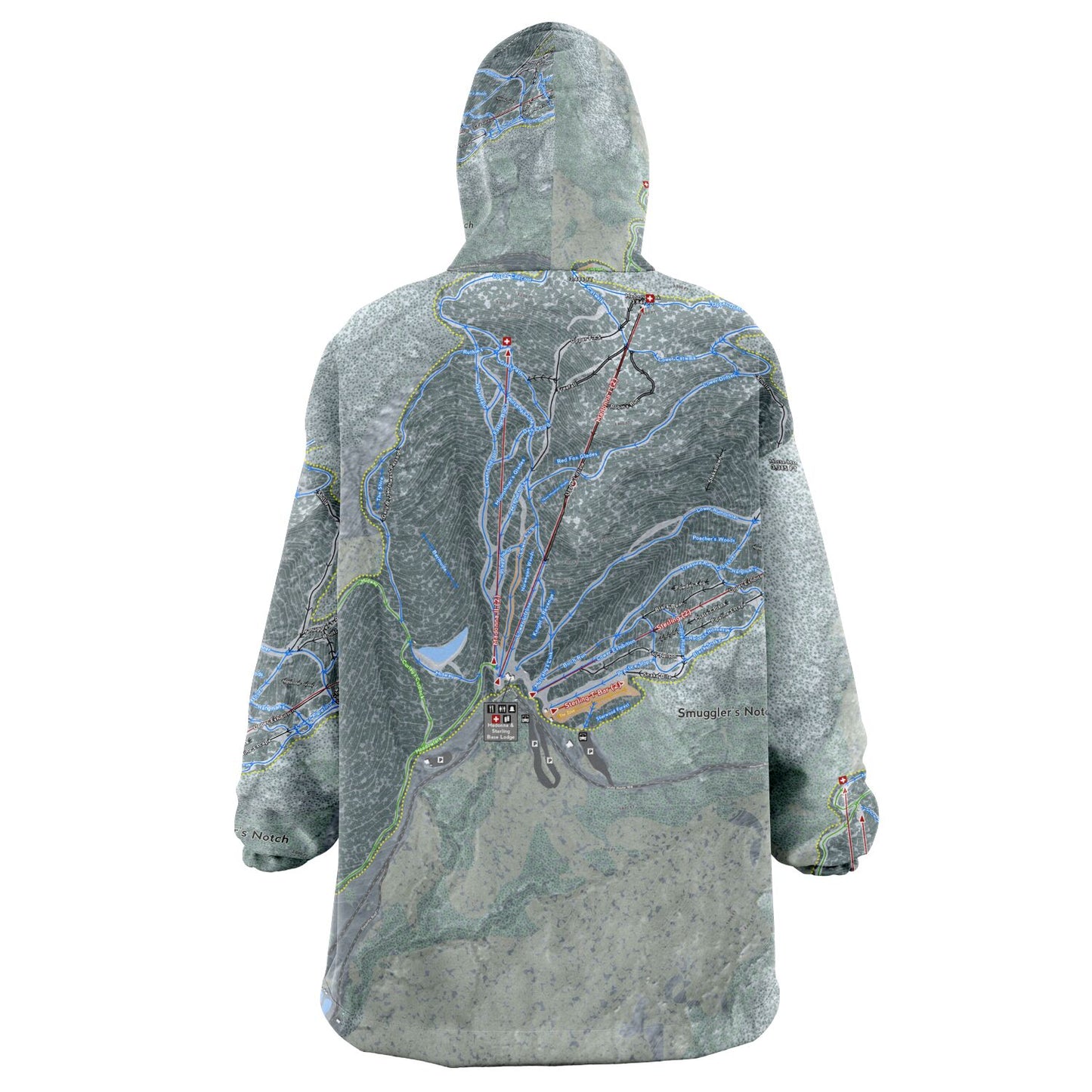 Smuggler's Notch, Vermont Ski Trail Map - Snug Hoodie - Powderaddicts