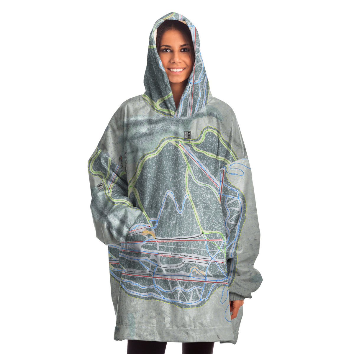 Bristol Mountain, New York Ski Trail Map - Snug Hoodie