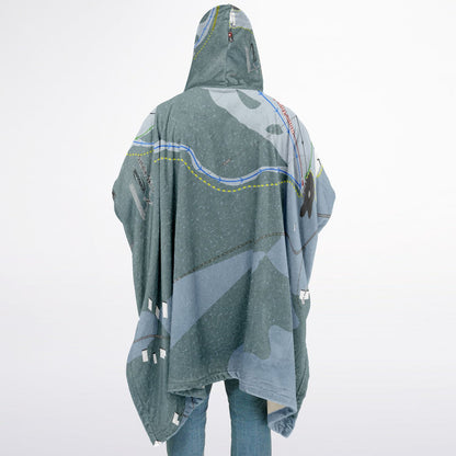 Sahalie Ski Club, Washington Ski Resort Map Flannel Blanket Poncho
