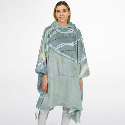 Magic Mountain, Vermont Ski Resort Map Flannel Blanket Poncho