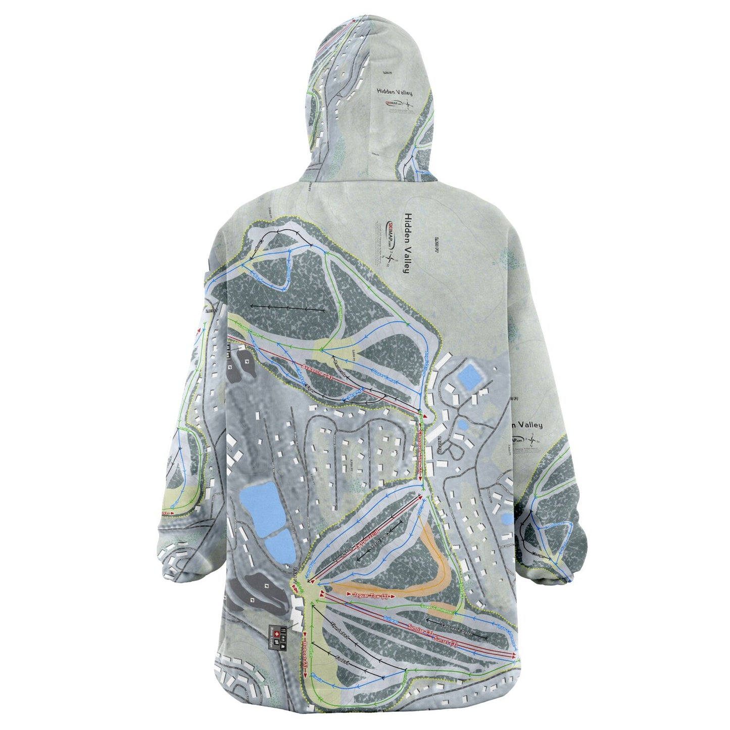 Hidden Valley, Pennsylvania Ski Trail Map Snug Hoodie - Powderaddicts