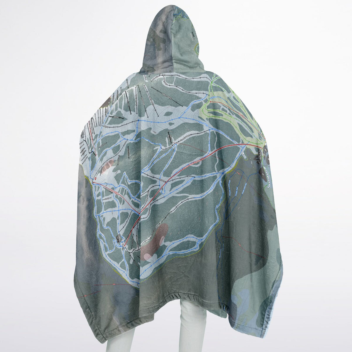 Fernie, British Columbia Ski Resort Map Flannel Blanket Poncho