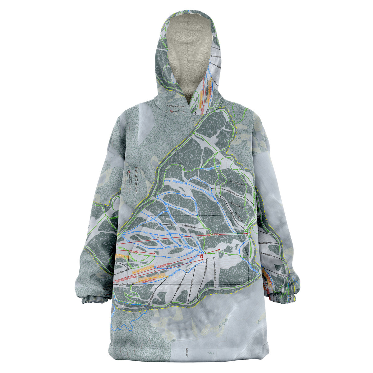 Kelly Canyon, Idaho Ski Trail Map Snug Hoodie