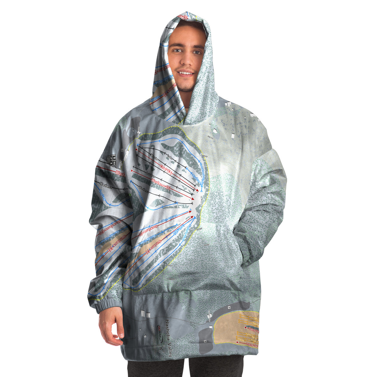 Nashoba Valley, Massachusetts Ski Trail Map Snug Hoodie