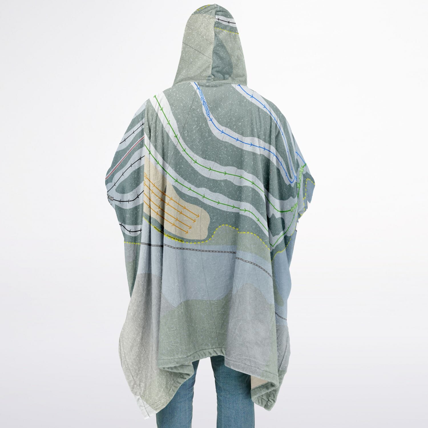 Little Smoky, Alberta Ski Resort Map Flannel Blanket Poncho