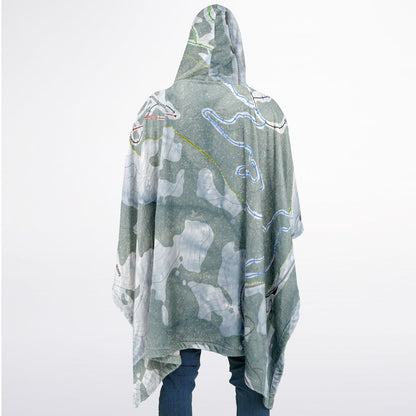 Mt Waterman, California Ski Resort Map Flannel Blanket Poncho