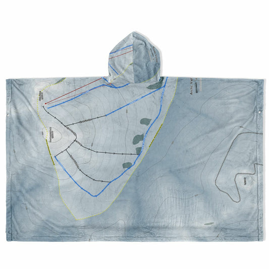 Arctic Valley, Alaska Ski Resort Map Flannel Blanket Poncho