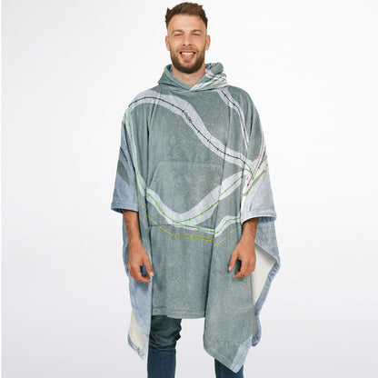 Loup Loup, Washington Ski Resort Map Flannel Blanket Poncho