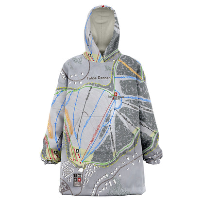 Tahoe Donner, California Ski Trail Map - Snug Hoodie - Powderaddicts