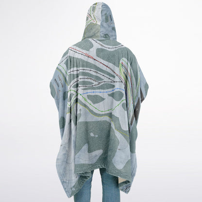 Loup Loup, Washington Ski Resort Map Flannel Blanket Poncho