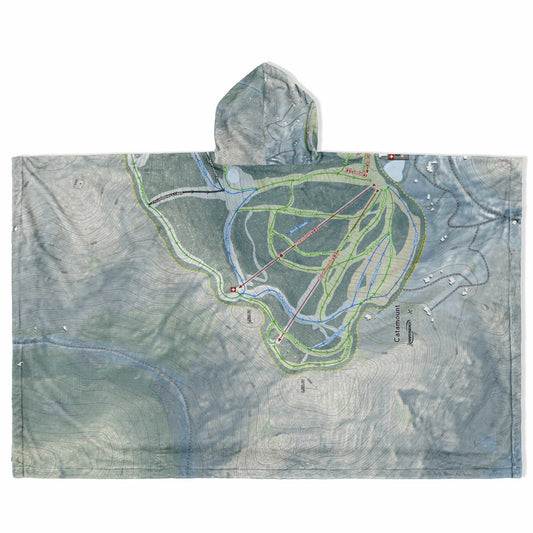 Catamount, New York Ski Resort Map Flannel Blanket Poncho