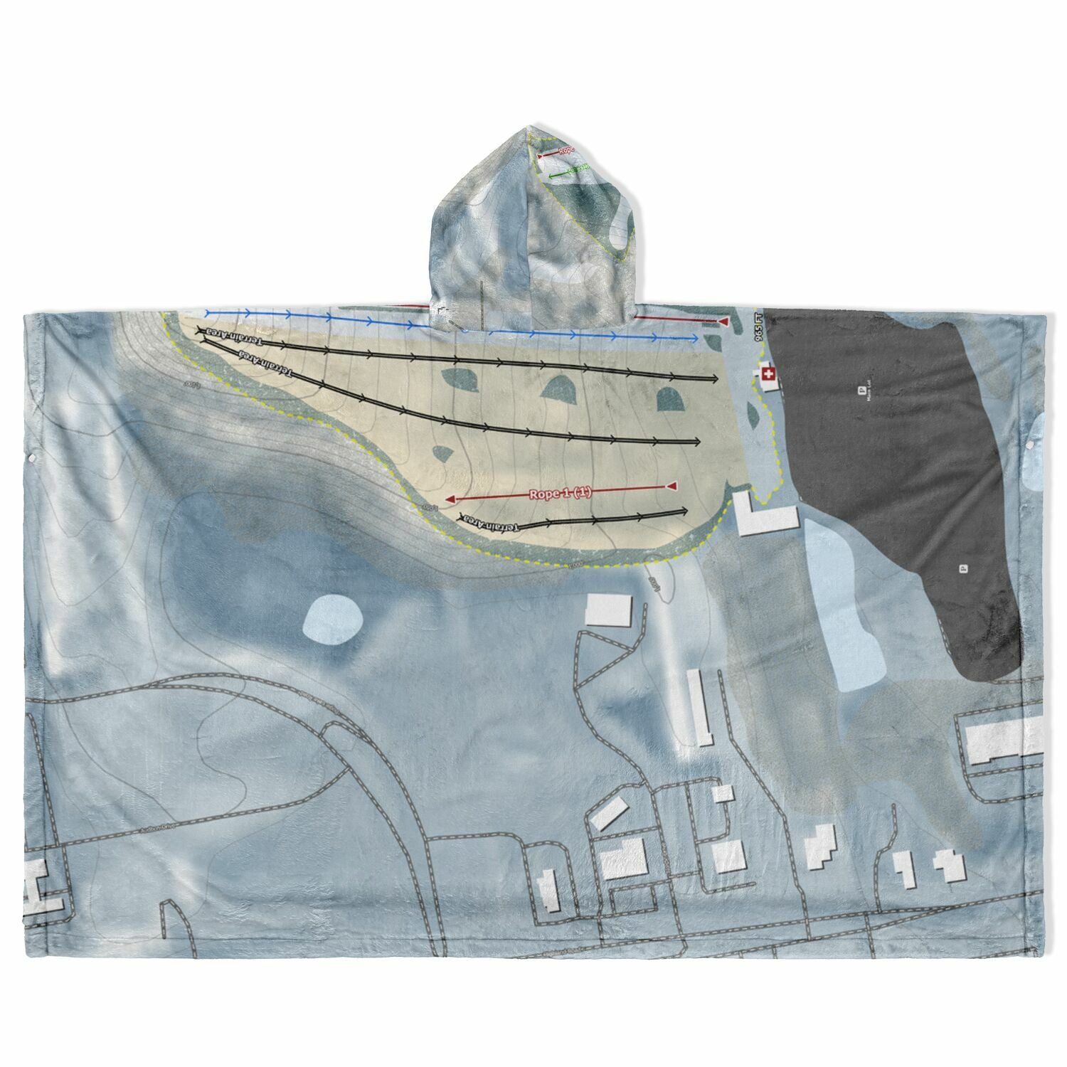 Alpine Valley, Michigan Ski Resort Map Flannel Blanket Poncho