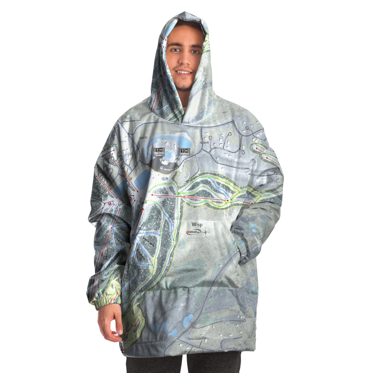Wisp, Maryland Ski Trail Map - Snug Hoodie - Powderaddicts