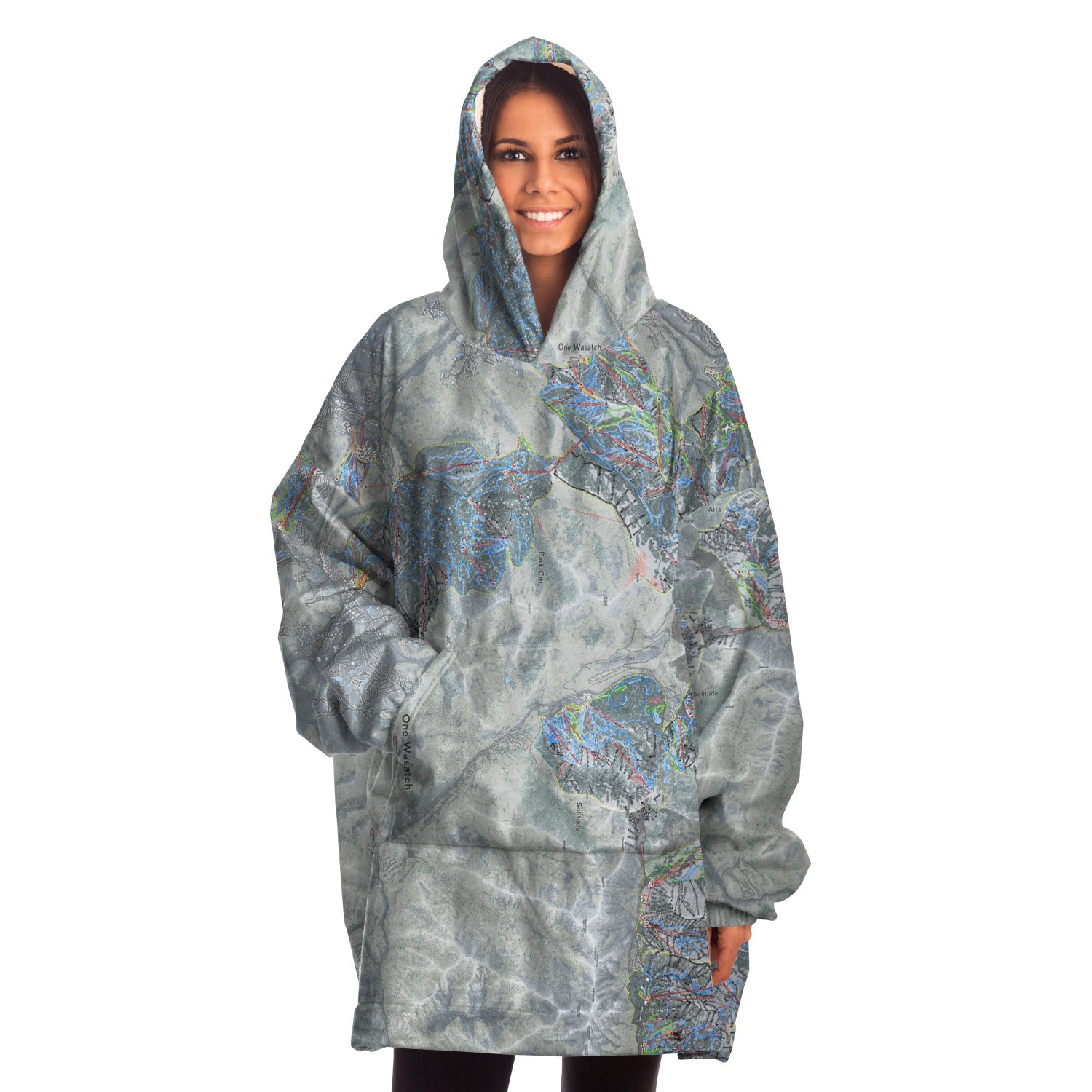 One Wasatch, Utah Ski Trail Map - Snug Hoodie