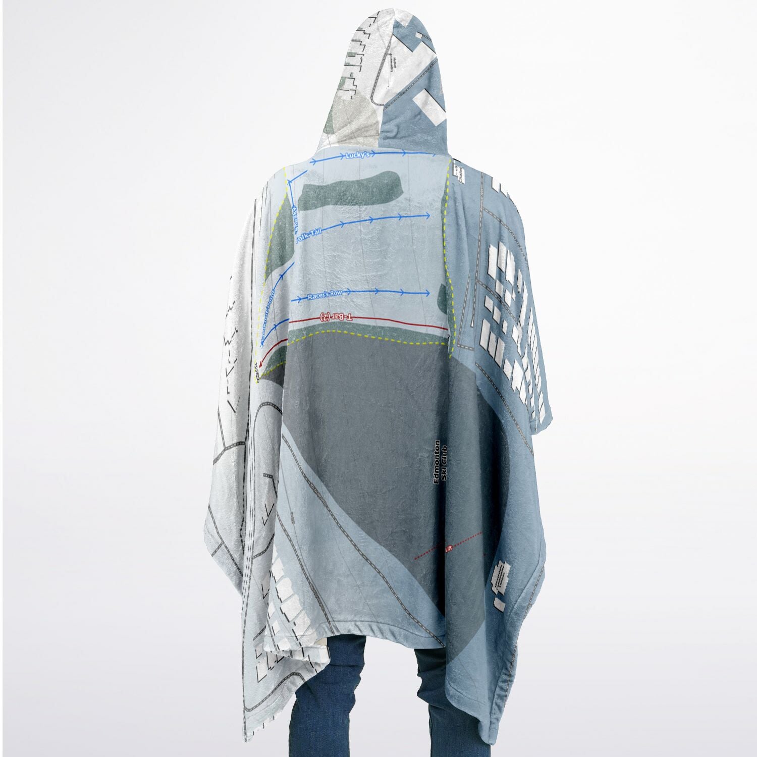Edmonton Ski Club, Alberta Ski Resort Map Flannel Blanket Poncho