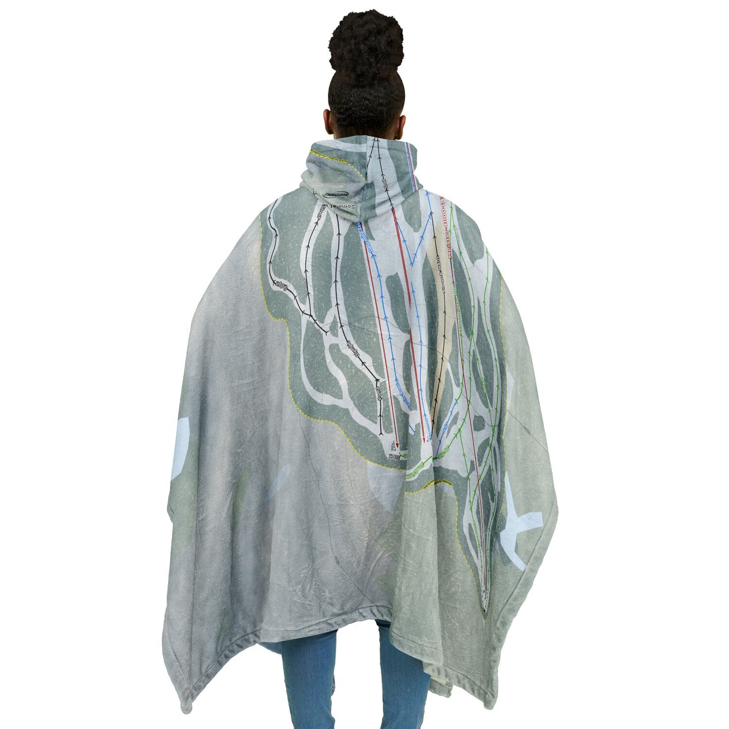 Sommet Edelweiss, Quebec Ski Resort Map Flannel Blanket Poncho