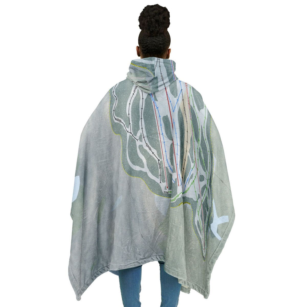 Sommet Edelweiss, Quebec Ski Resort Map Flannel Blanket Poncho