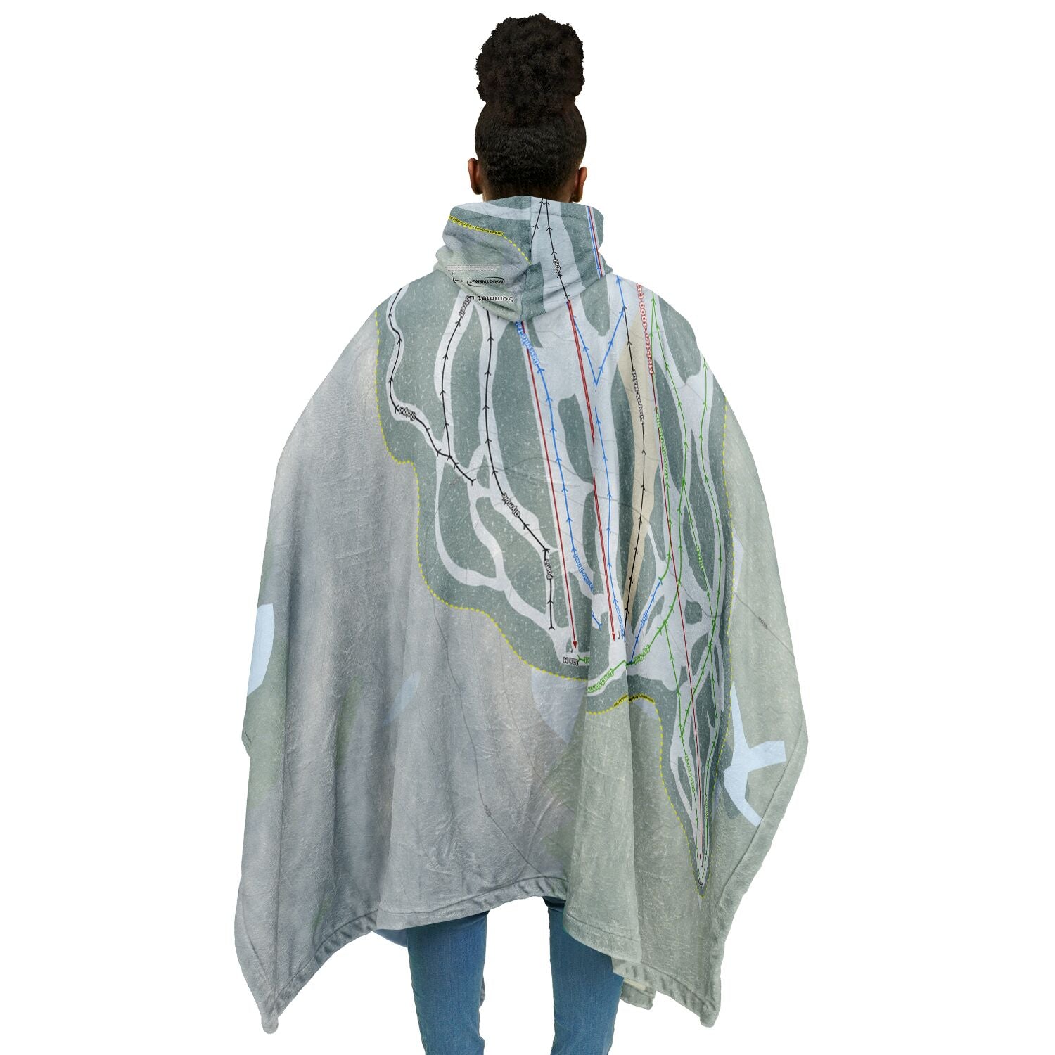 Sommet Edelweiss, Quebec Ski Resort Map Flannel Blanket Poncho