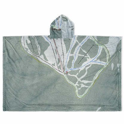 Turner Mountain, Montana Ski Resort Map Flannel Blanket Poncho