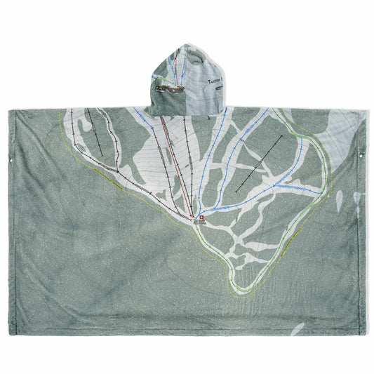 Turner Mountain, Montana Ski Resort Map Flannel Blanket Poncho