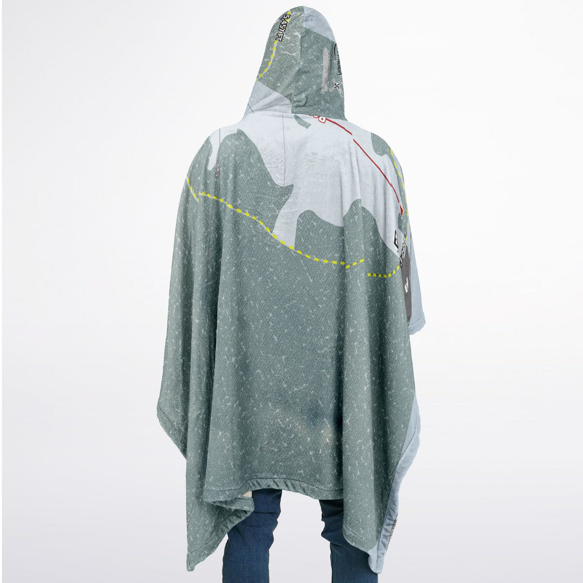 Dixie Summit, Oregon Ski Resort Map Flannel Blanket Poncho