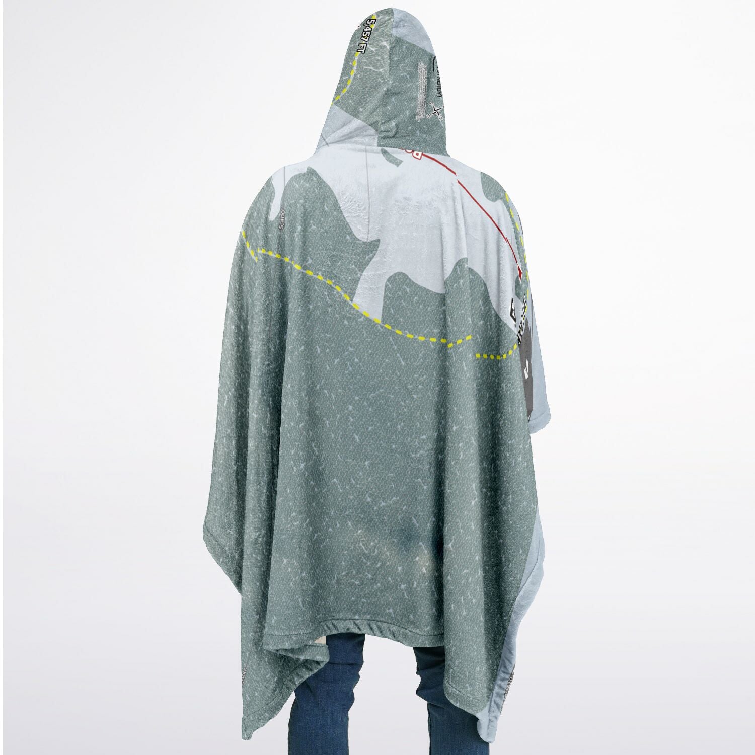 Dixie Summit, Oregon Ski Resort Map Flannel Blanket Poncho