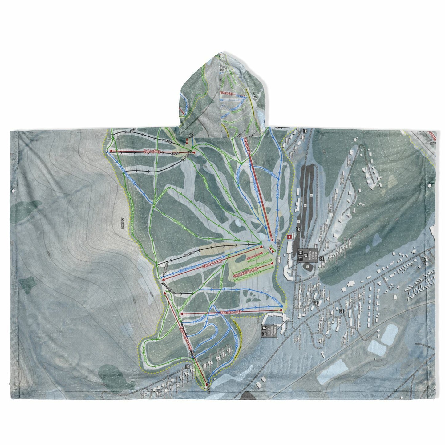 Holiday Valley, New York Ski Resort Map Flannel Blanket Poncho