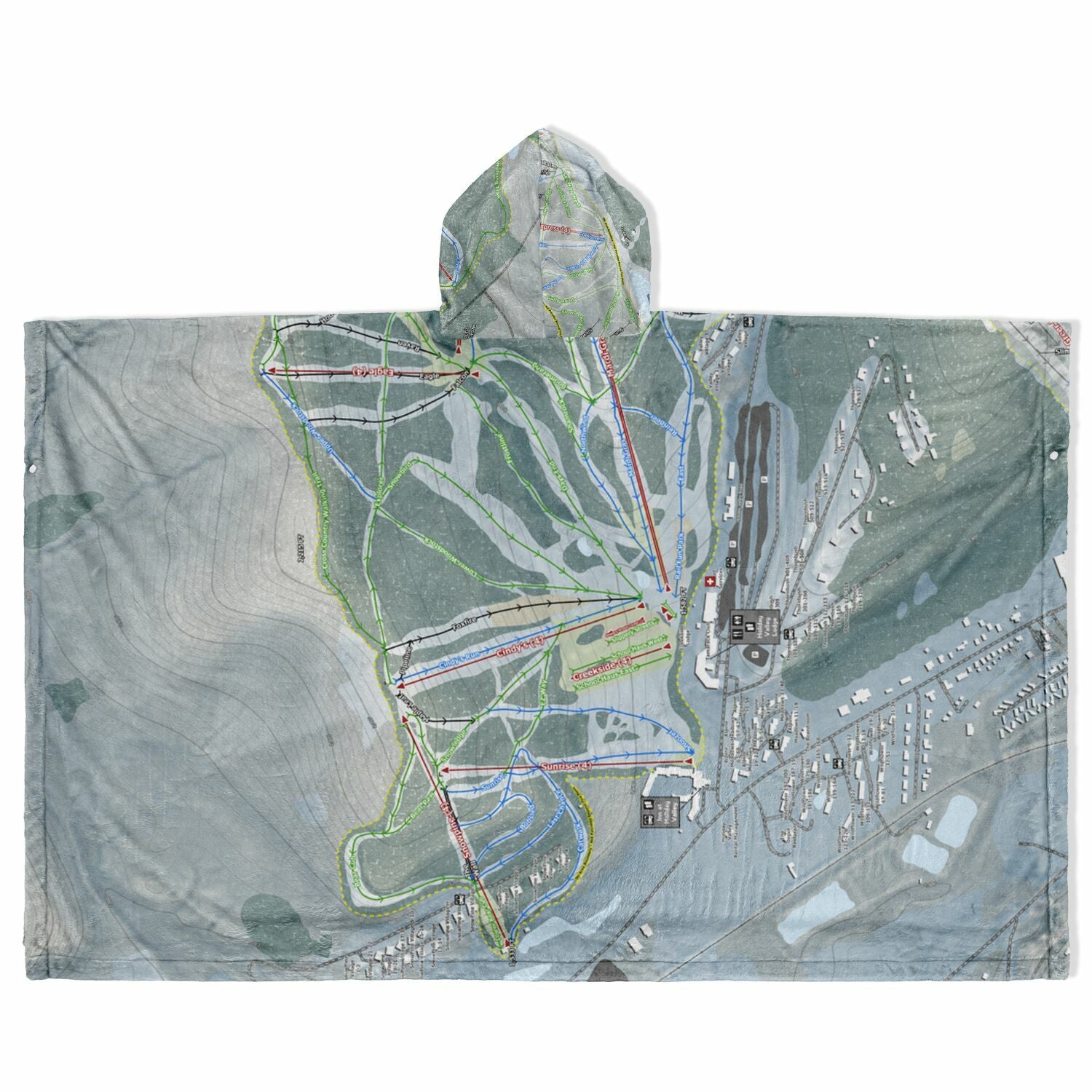 Holiday Valley, New York Ski Resort Map Flannel Blanket Poncho