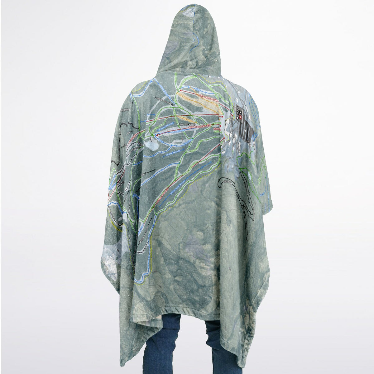 Bolton Valley, Vermont Ski Resort Map Flannel Blanket Poncho