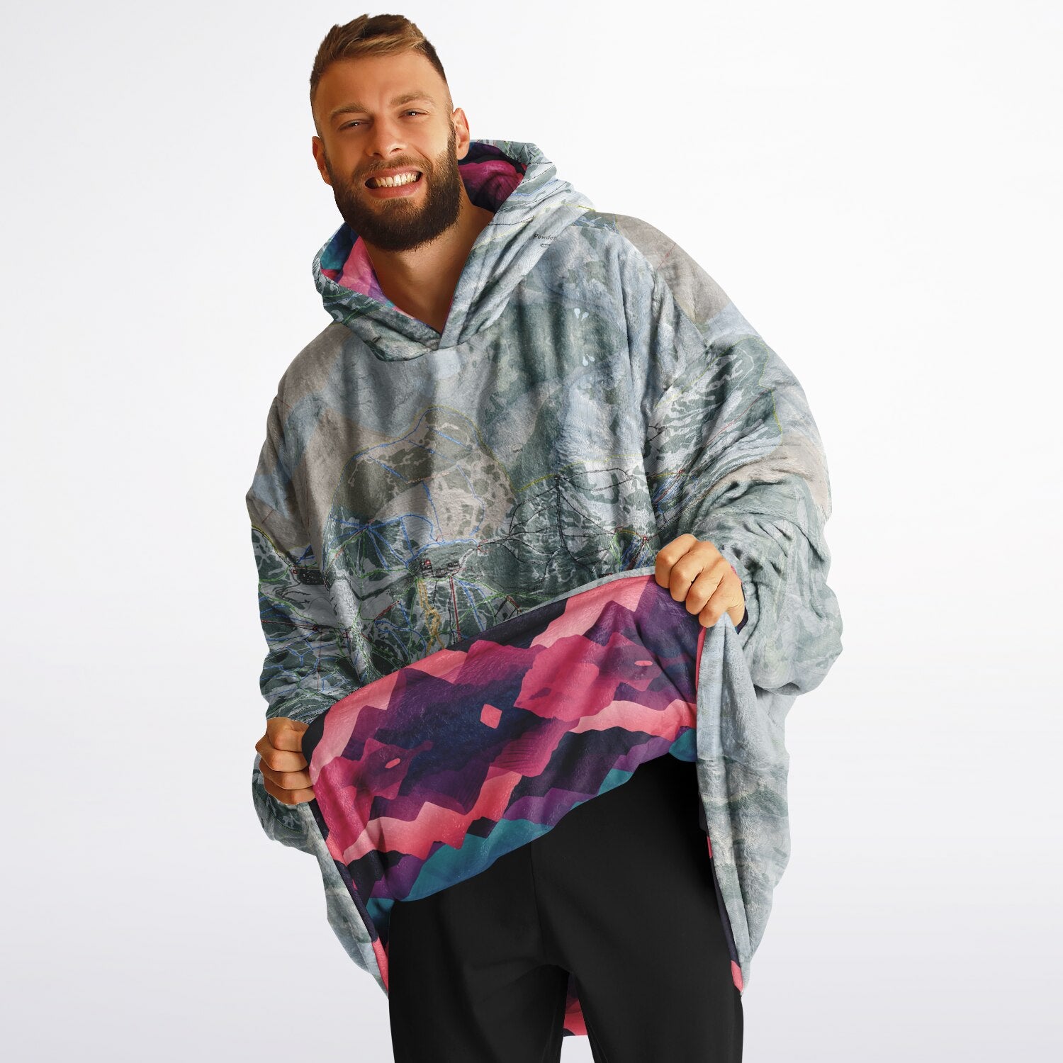 Powder Mountain, Utah Ski Resort Map Reversible Snug Hoodie