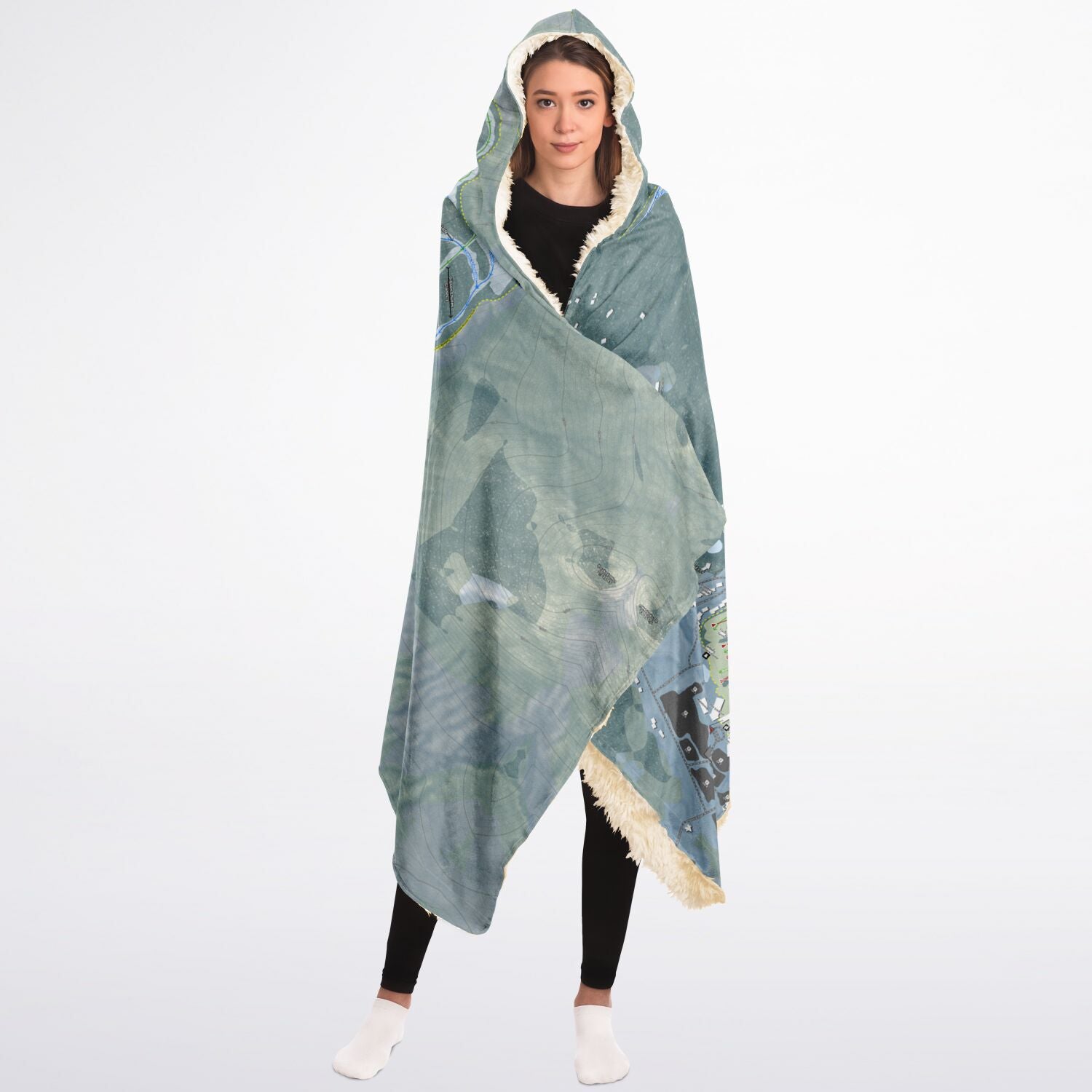 Cranmore Mountain, New Hampshire Ski Trail Map - Adult Hooded Blanket