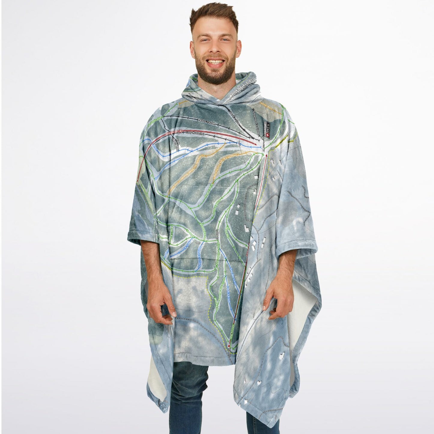 Boyne Mountain, Michigan Ski Resort Map Flannel Blanket Poncho