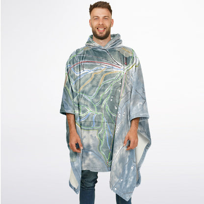 Boyne Mountain, Michigan Ski Resort Map Flannel Blanket Poncho
