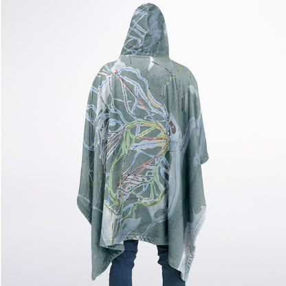 Monarch Mountain, Colorado Ski Resort Map Flannel Blanket Poncho