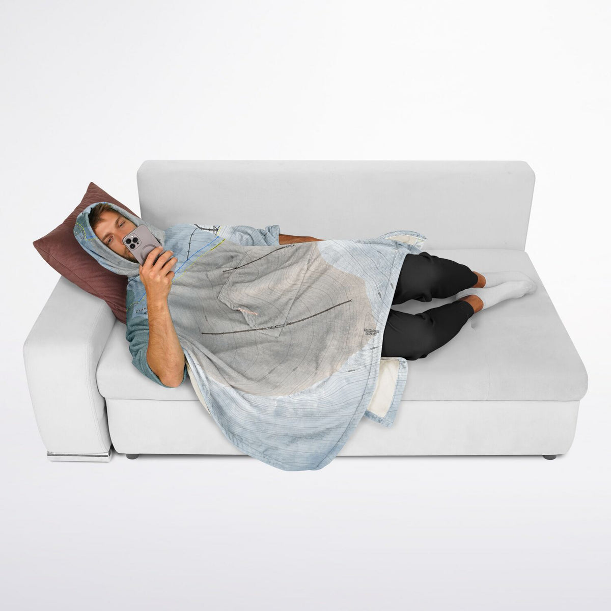 Craigieburn Valley, New Zealand Ski Resort Map Flannel Blanket Poncho