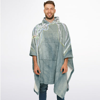 Mt Spokane, Washington Ski Resort Map Flannel Blanket Poncho