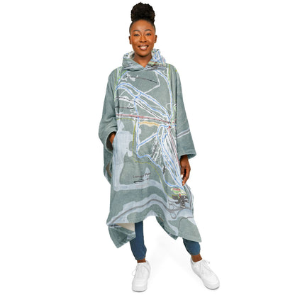 Lookout Pass, Idaho Ski Resort Map Flannel Blanket Poncho