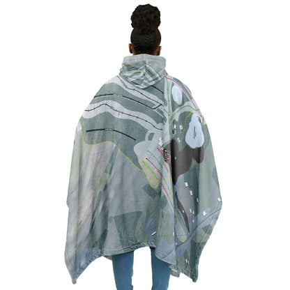 Royal Mountain, New York Ski Resort Map Flannel Blanket Poncho