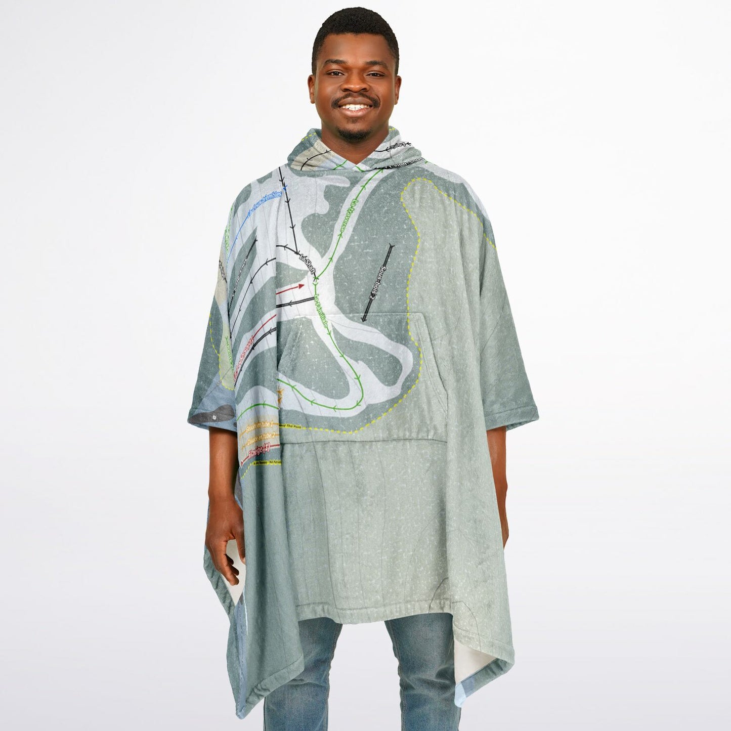 Mont Chalco, Quebec Ski Resort Map Flannel Blanket Poncho