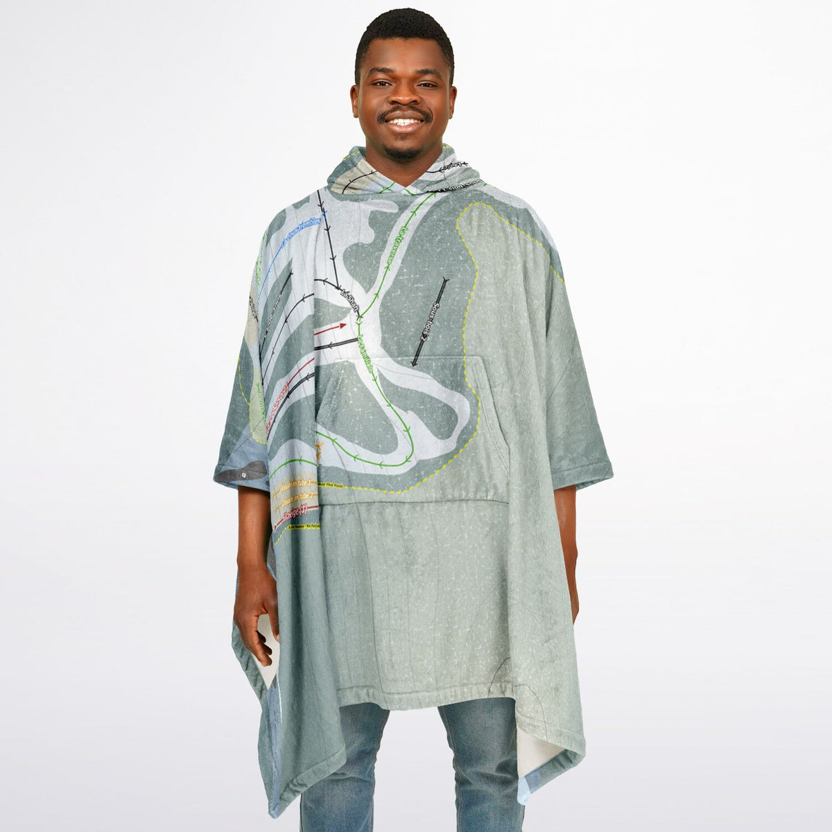 Mont Chalco, Quebec Ski Resort Map Flannel Blanket Poncho